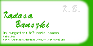 kadosa banszki business card